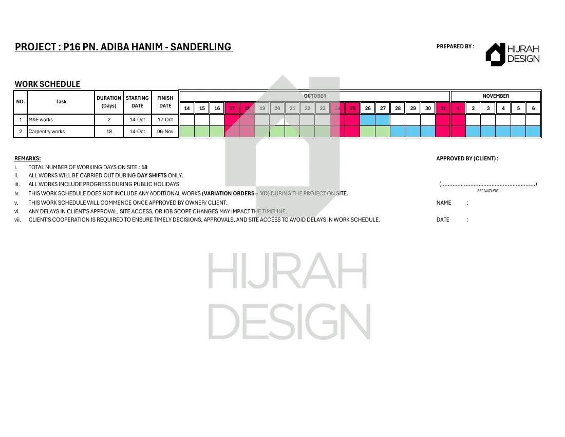 Puan Adiba Hanim — pelan ruang 1